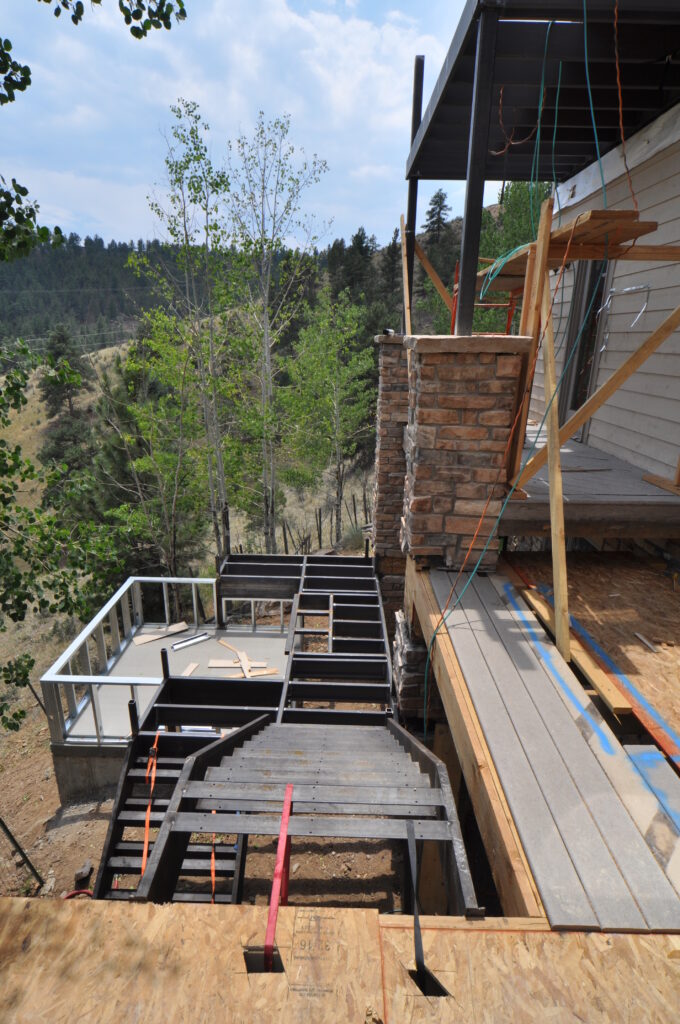 Framing at the hot tub deck area and stairs