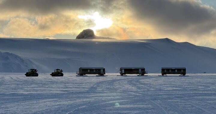 After passing test trials, the modules are hauled to be parked on mounds out on the ice to wait out the winter until their first trips to the South Pole next season. 